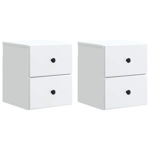 vidaXL V&auml;ggmonterat S&auml;ngbord med l&aring;da 2 pcs Vit 34,5 x 33 x 40 cm