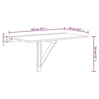 vidaXL Väggbord grå sonoma 100x60x56 cm konstruerat trä