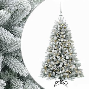 vidaXL Konstgjord julgran med kulor 120 cm 150 LED-lampor Varmvit
