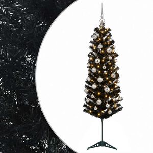 vidaXL Smal konstgjord julgran med julkulor 150 cm 150 LED-lampor