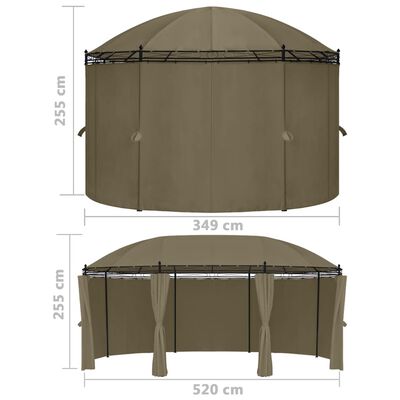 vidaXL Paviljong med draperier 520x349x255 cm taupe 180 g/m²