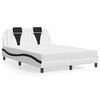 vidaXL Bed "Viana" with Mattress White and Black 140x200 cm Faux Leather