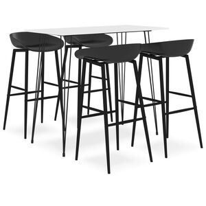 vidaXL Bargrupp 5 delar vit och svart
