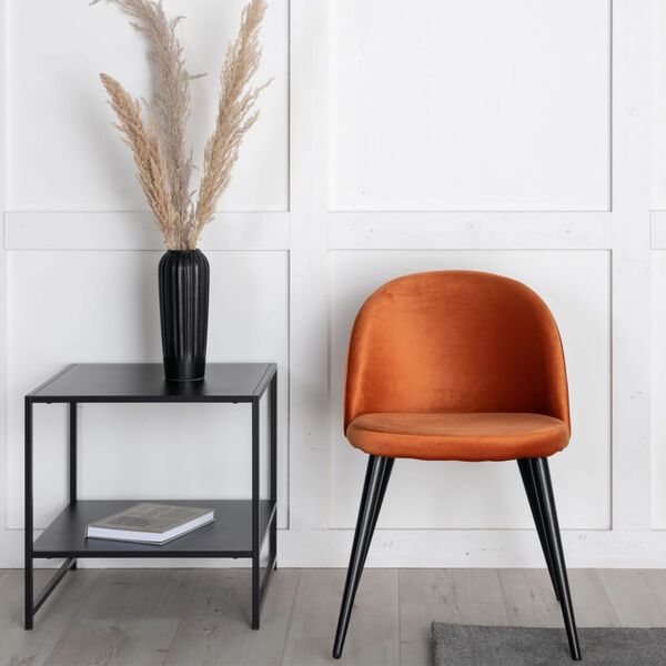 Venture Home Matstolar 2 st Velvet sammet svart och orange