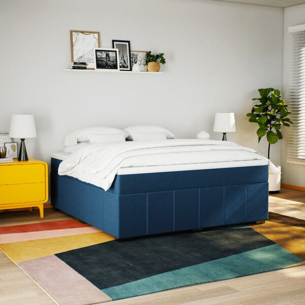 vidaXL Rams&auml;ng med madrass bl&aring; 180x200 cm tyg