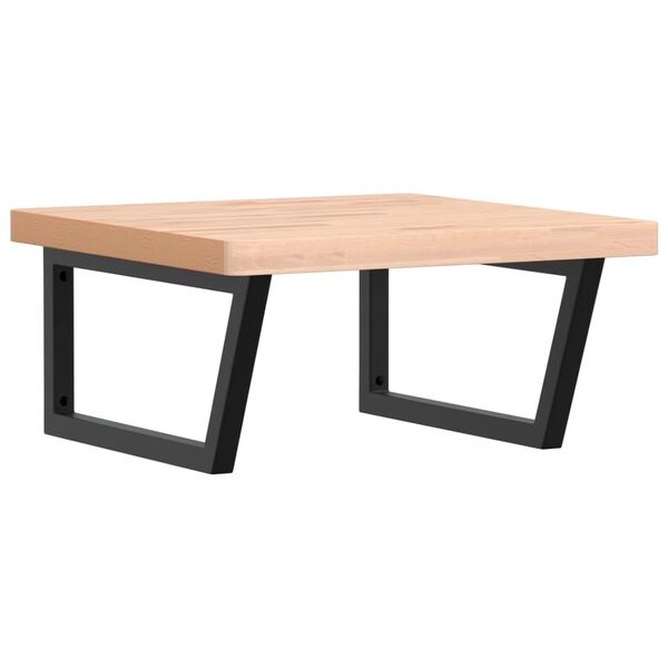 vidaXL V&auml;ggmonterad handfatshylla st&aring;l och massiv bok