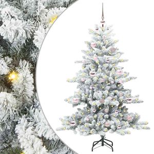 vidaXL Plast Hingad Julgran med 150 LED-lampor Vit 150 cm PVC och st&aring;l