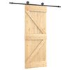 vidaXL Skjutd&ouml;rr Naturlig och svart 85 x 210 cm Massiv furutr&auml;d&ouml;rr