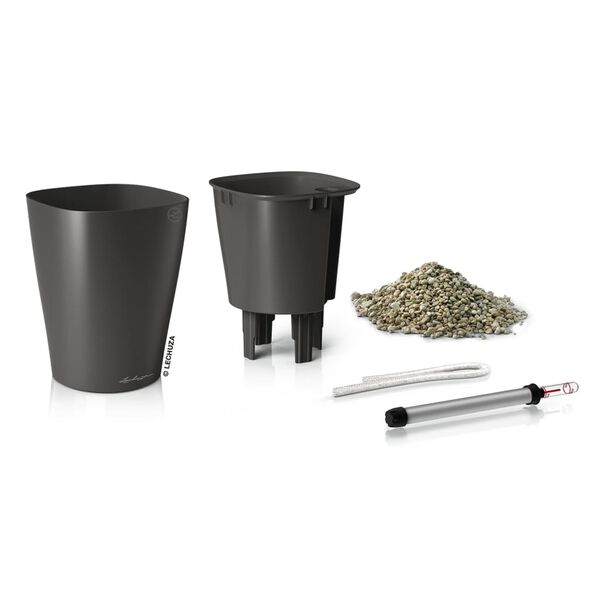 LECHUZA Blomkruka DELTINI ALL-IN-ONE metalliskt kolgr&aring;