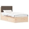 vidaXL S&auml;ngram med Kl&auml;dd Huvudgavel Taupe 90 x 200 cm Massiv furu