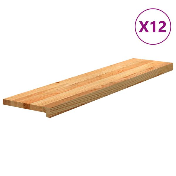 vidaXL Trappstegsmattor 12 pcs ljusbrun 110x25x2 cm massiv ek