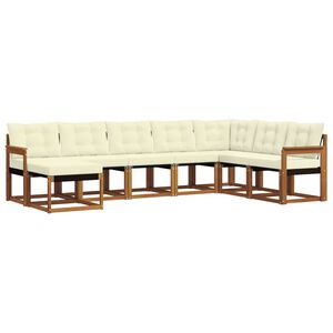 vidaXL Utomhussoffset med kudde 8 pcs Naturlig och Gr&auml;dde