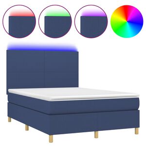 vidaXL Rams&auml;ng med madrass & LED bl&aring; 140x200 cm tyg