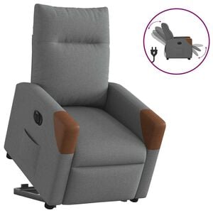 vidaXL Elektrisk reclinerf&aring;t&ouml;lj med uppresningshj&auml;lp m&ouml;rkgr&aring; tyg