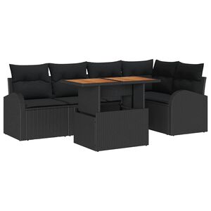 vidaXL Tr&auml;dg&aring;rdsoffset med lagring 6 pcs Svart Poly rattan