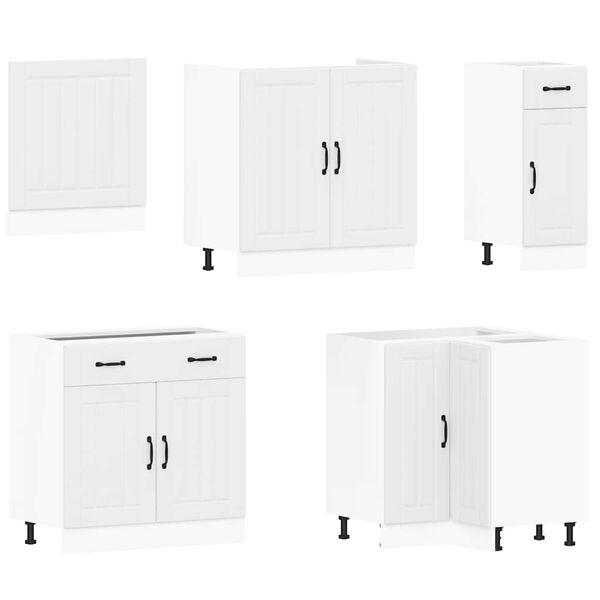 vidaXL K&ouml;kssk&aring;psset Lucca 11 delar vit konstruerat tr&auml;