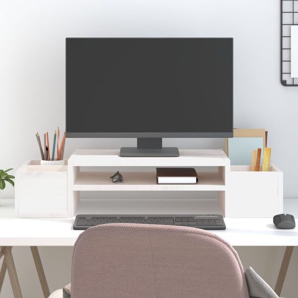 vidaXL Skärmställ vit 70x27,5x15 cm massiv furu