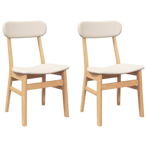 vidaXL Matstolar med dynor 2 st massivt trä gummi