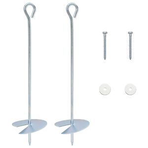 vidaXL Jordankare 2 pcs Silver &Oslash;10 x 40 cm Galvaniserat metall