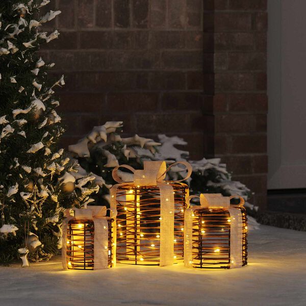 vidaXL Dekoration f&ouml;r Presentl&aring;da 3 pcs Varmvit Rotting