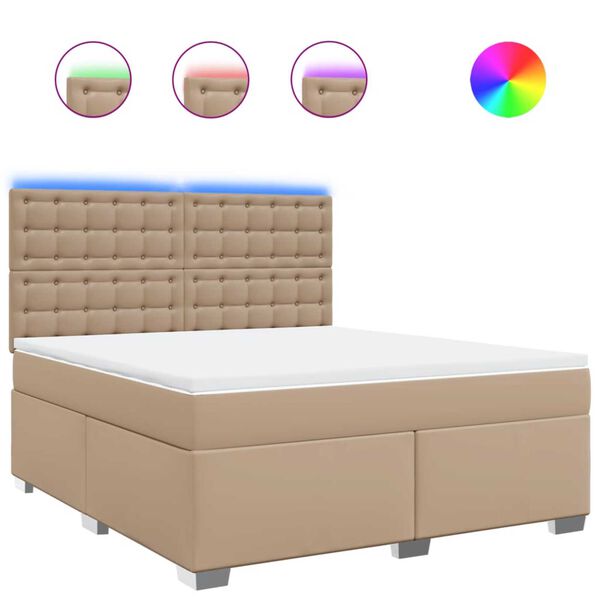 vidaXL Rams&auml;ng med b&auml;ddmadrass cappuccino 180x200 cm konstl&auml;der