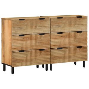 vidaXL Sk&auml;nkar 2 st, brun 60x33x75 cm mango i massivt tr&auml;