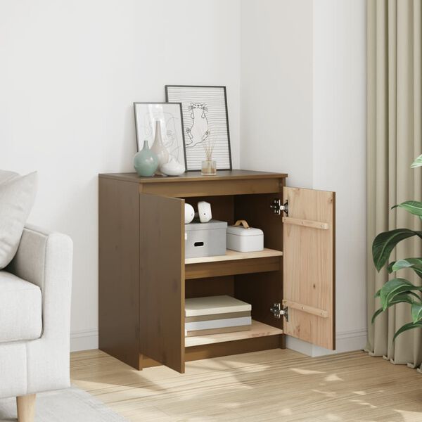 vidaXL Skänk honungsbrun 60x36x65 cm massiv furu