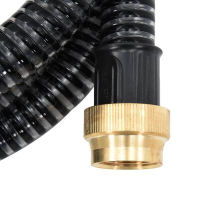 vidaXL Sugslang med kopplingar mässing svart 1,1" 3 m PVC