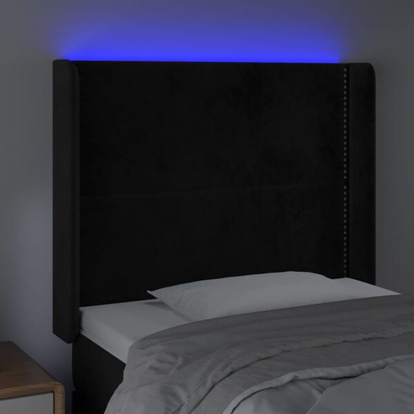 vidaXL S&auml;nggavel LED svart 103x16x118/128 cm sammet