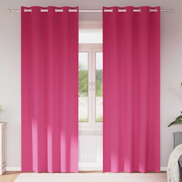 vidaXL M&ouml;rkl&auml;ggningsgardiner med Ringar 2 pcs Klart Pink 260 x 140 cm