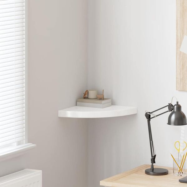 vidaXL Sv&auml;vande h&ouml;rnhylla vit h&ouml;gglans 35x35x3,8 cm MDF