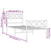 vidaXL Sängram med huvudgavel och fotgavel vit metall 80x200 cm