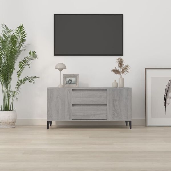 vidaXL Tv-b&auml;nk gr&aring; sonoma 102x44,5x50 cm konstruerat tr&auml;
