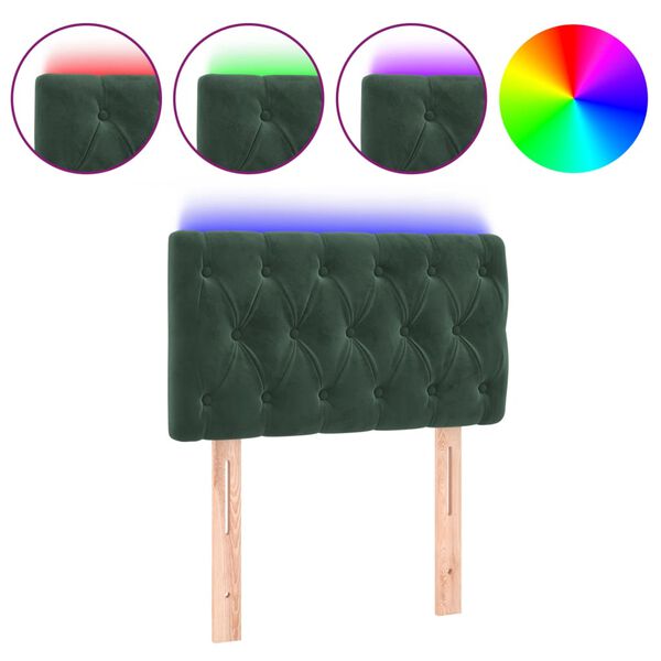 vidaXL S&auml;nggavel LED m&ouml;rkgr&ouml;n 80x7x78/88 cm sammet