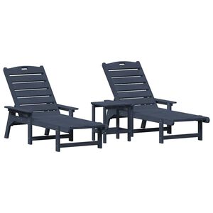 vidaXL Trädgårdsloungemöbler 3 pcs Marinblå 38 x 38 x 46cm polyeten