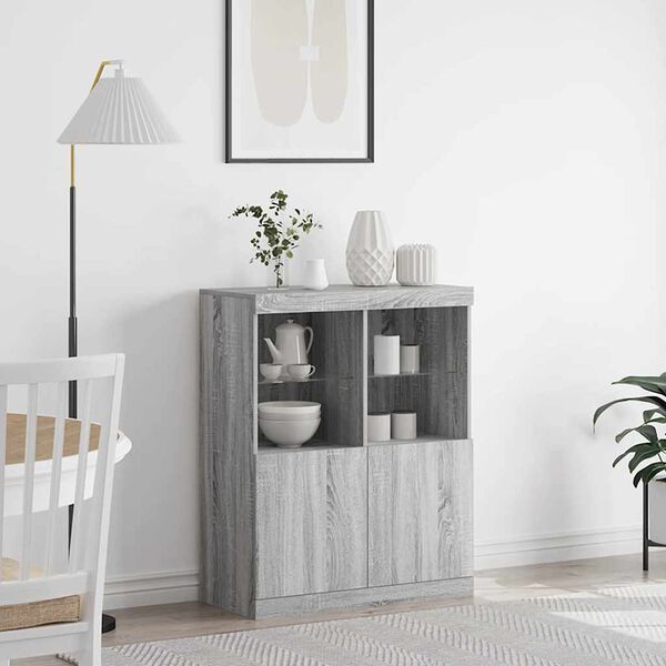 vidaXL Sk&auml;nk gr&aring; sonoma 81x37x100 cm konstruerat tr&auml;