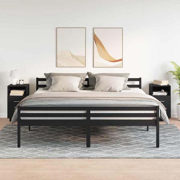 vidaXL S&auml;ngbord 2 st med 2 l&aring;dor svart 36x36x68 cm