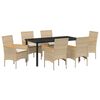 vidaXL Tr&auml;dg&aring;rdsm&ouml;belset 7 st Beige konstrotting