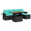 vidaXL Loungegrupp med dynor 6 delar svart konstrotting