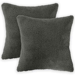 vidaXL Kudd&ouml;verdrag 2 st HEERLEN M&ouml;rkgr&aring; 30 x 30 cm Boucl&eacute;