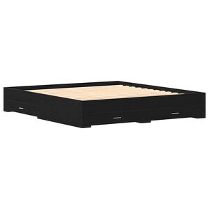 vidaXL S&auml;ngram med l&aring;da Svart Ek 180 x 200 cm Konstruerat tr&auml;