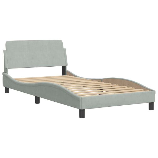 vidaXL Bed Frame without Mattress Light Grey 100x200 cm Velvet