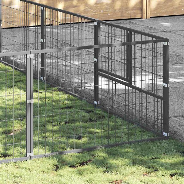 vidaXL Hundg&aring;rd silver 54 m&sup2; st&aring;l