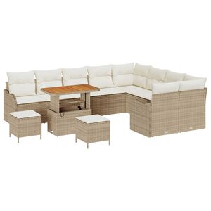 vidaXL Trädgårdsoffset 12 pcs Beige konstrotting