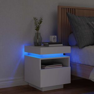 vidaXL S&auml;ngbord med LED-belysning vit 40x39x48,5 cm