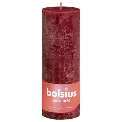 Bolsius Rustika blockljus 6-pack 190x68 mm sammetsröd