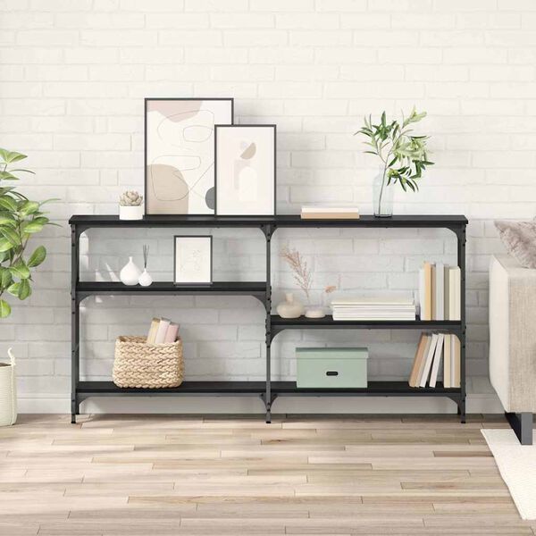 vidaXL Konsolbord Svart Ek 150 x 29 x 76,5 cm Konstruerat trä