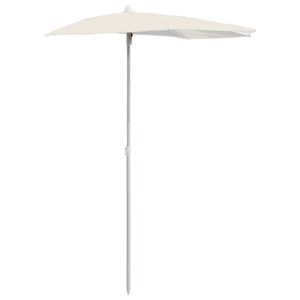 vidaXL Halvrunt parasoll med st&aring;ng 180x90 cm sand