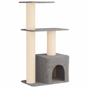 vidaXL Katttr&auml;d med sisal kl&ouml;spelare Ljusgr&aring; 133 cm