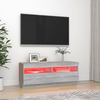 vidaXL Tv-bänk med LED-belysning grå sonoma 100x35x40 cm